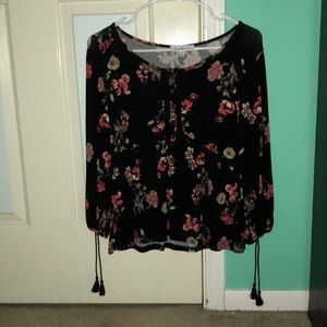 Floral black blouse